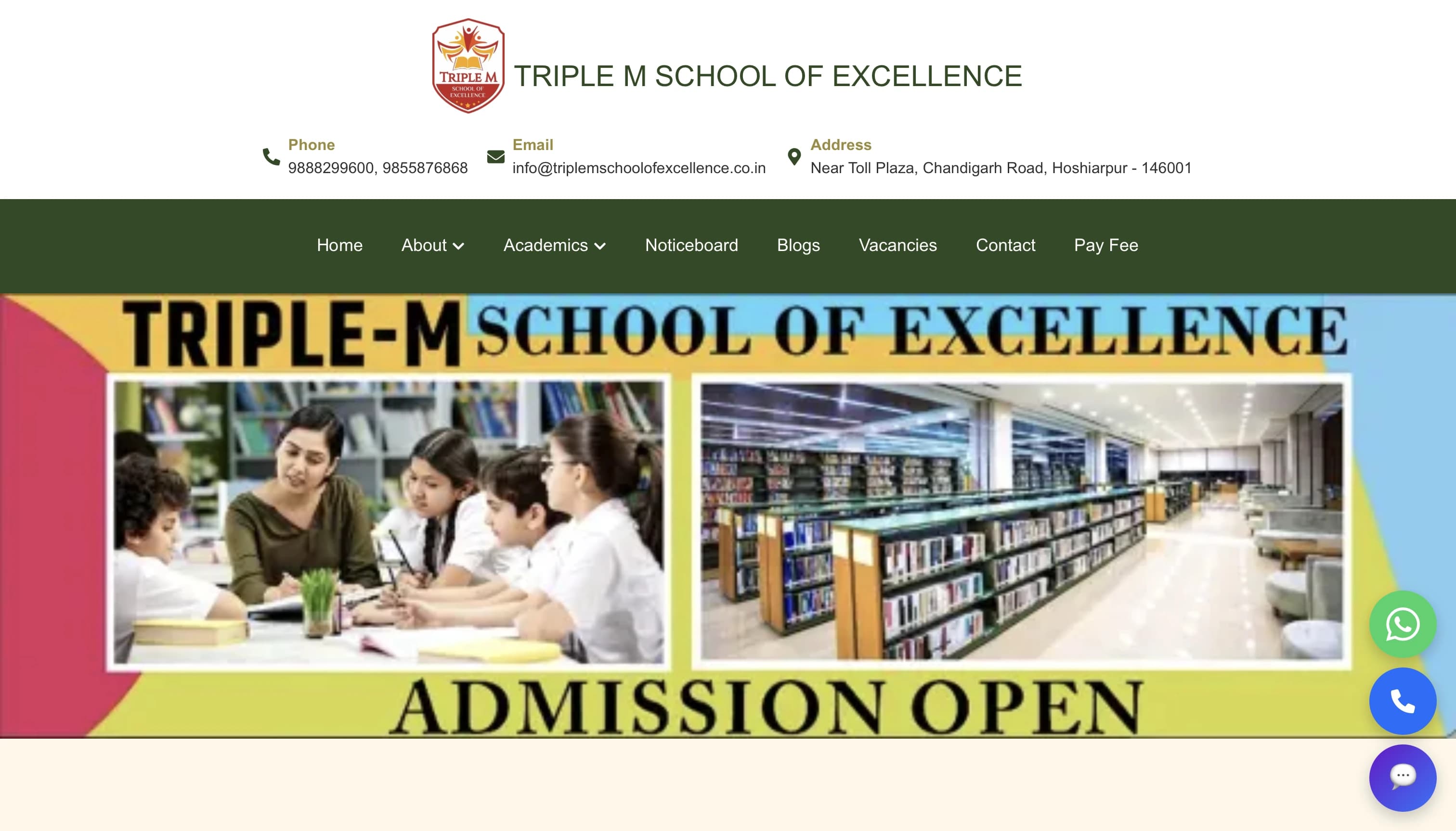 Triple M School of Excellence website